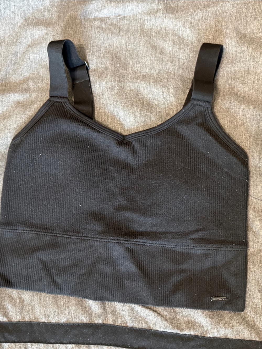 Gilly Hicks Black Ribbed Supportive Sports Bra with Wide Straps